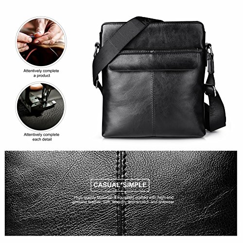 VBG VBIGER Men's Shoulder Bag Cross Body Messenger Bag Pu Leather Business Briefcase (Black) - Thumbnail 4