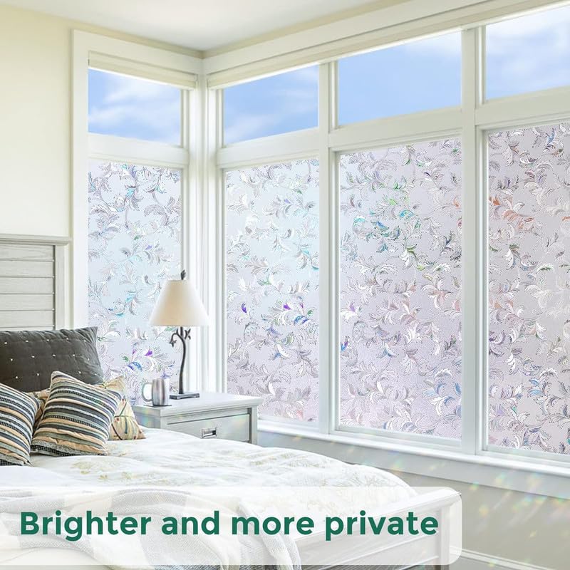 Image of Window Glass Film for Privacy, Self Adhesive Window Sticker, Sticker Frosted Glass Film for Windows, bathrooms, Office Cabins, Living Rooms - Flower Design | 12 X 48 Inchs