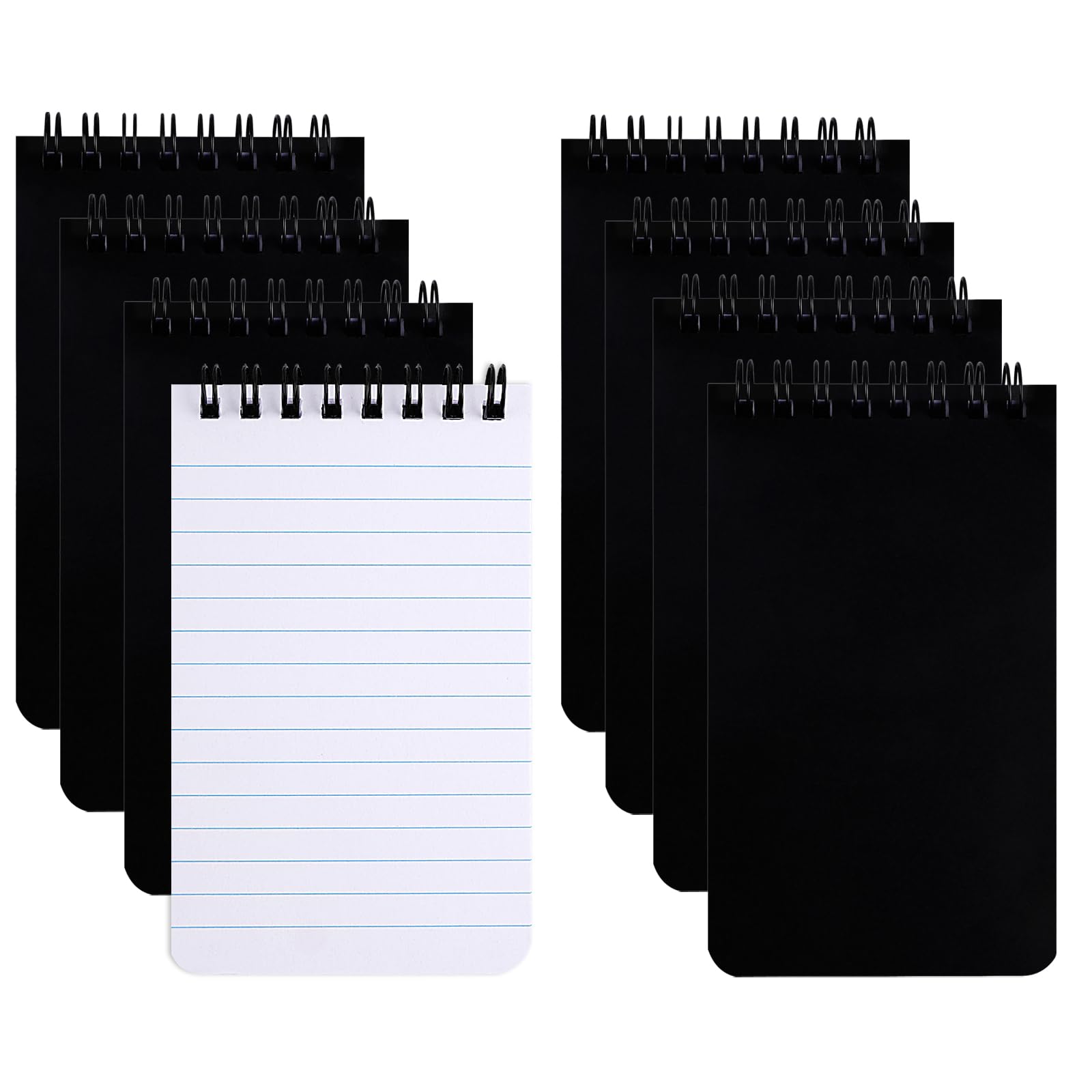 Svalor Mini Notebook,8 Pack Spiral Small Notebooks Pocket Size 12.6cm x 7.6cm,Pocket Notepad for Office School Memo Tactical Steno Pads (Black)