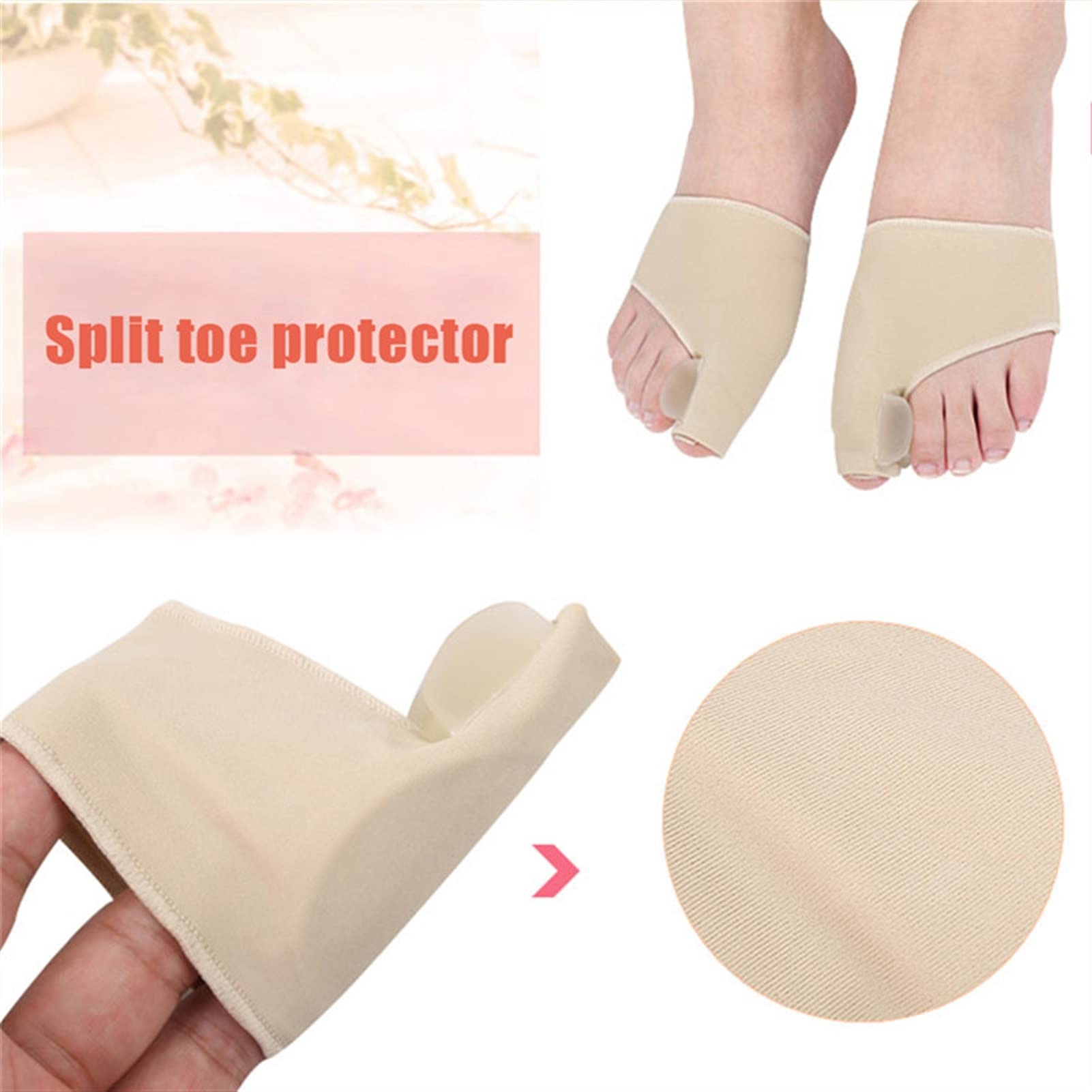 par de férulas para juanetes, Corrector de dedos, ortesis, pies, cuidado de los pies, ajuste del pulgar, corrección, calcetines de pedicura suaves, alisador de juanetes (S)