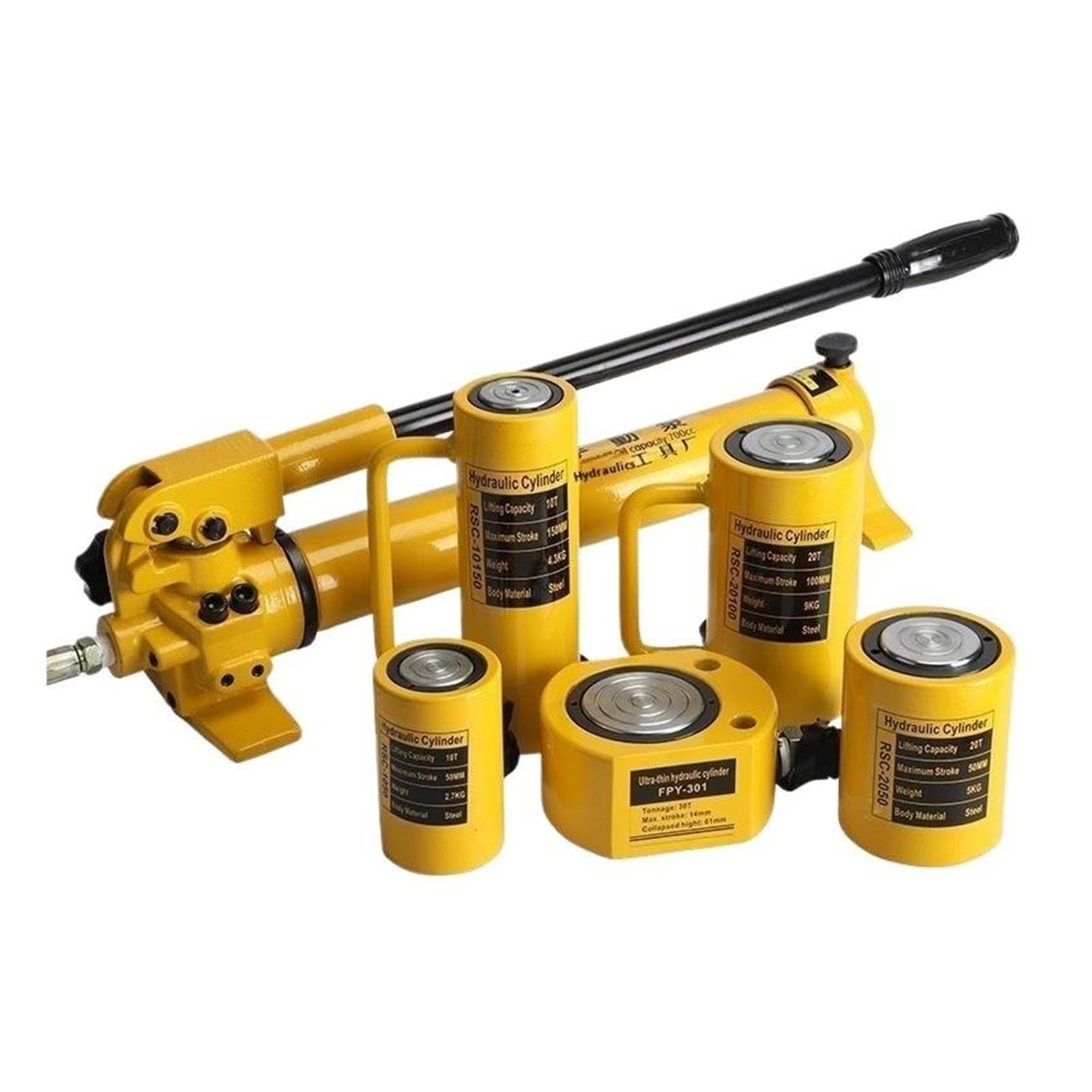 Gato de elevación hidráulico portátil ultradelgado 5T/10T, Elevador Dividido, Carrera hidrocilindro, Accesorios Verticales manuales para RV para Uso doméstico(10T 11mm)