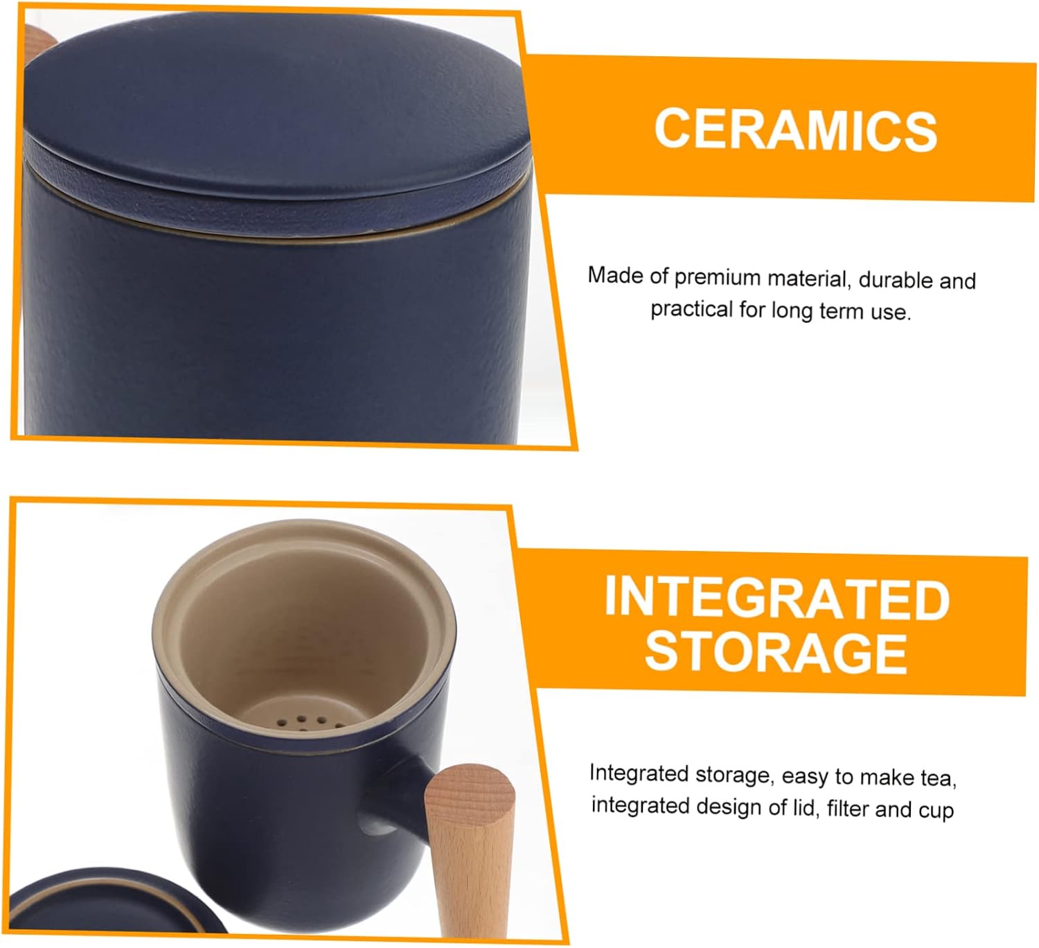 Ceramic Tea Infuser Cup Filter Large Capacity Tea Separation Mug for Office Use for Men and Women