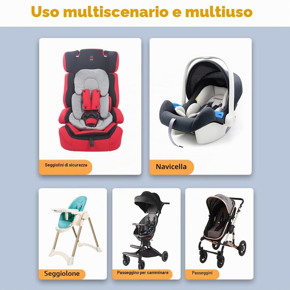 Riduttore Passeggino Universale, Cuscino per Seggiolino Auto, Materassino Passeggino Universale, Traspirante Antisudore, Cuscino Riduttore Passeggino per Passeggino, Seggiolino Auto (Grigio)