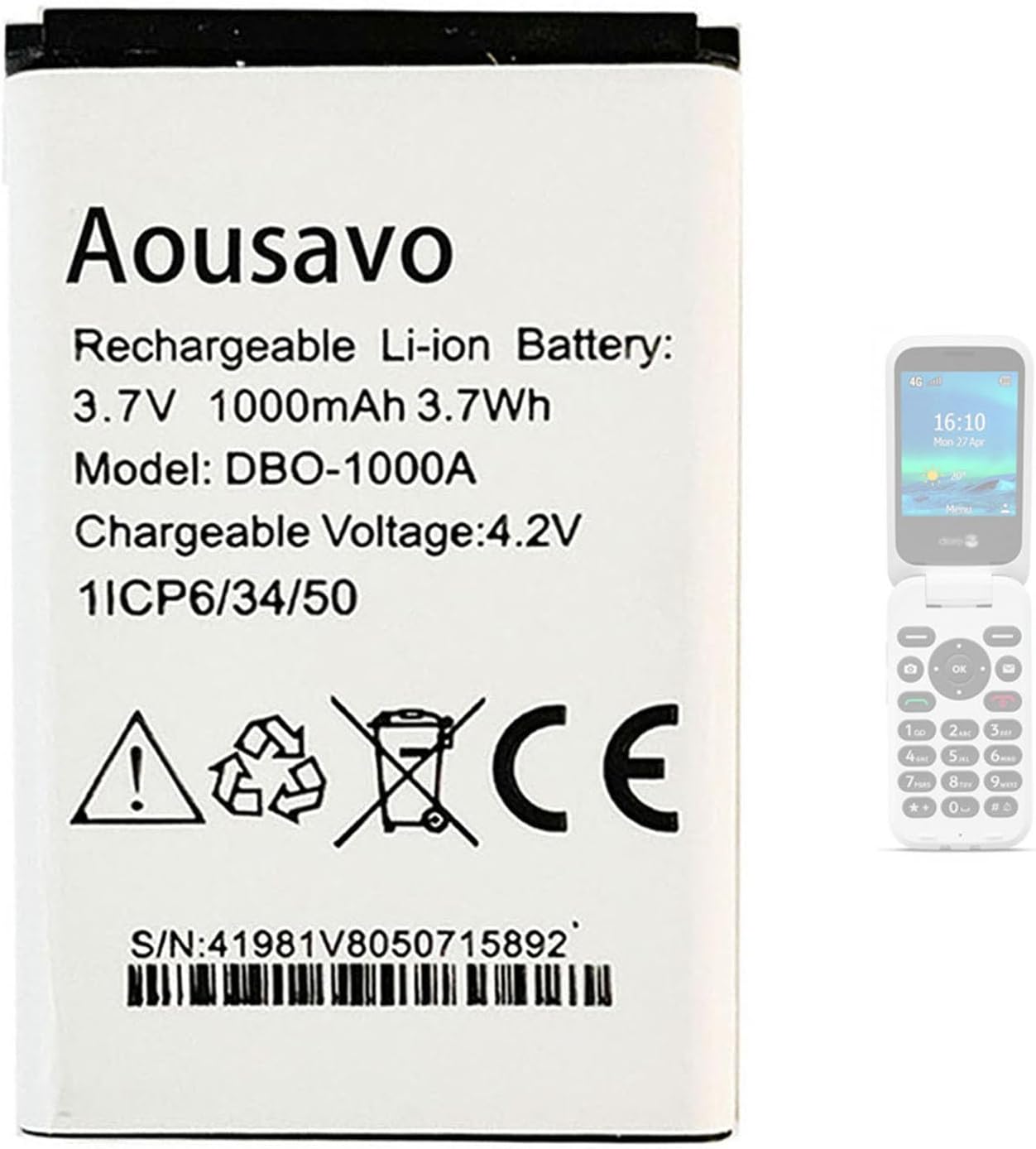 Batterie d'origine DBO1000A pour Doro 2404, Doro 1370, Doro 5860, Doro