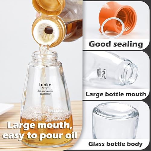 Miniatura 3 de Dispensador de recipientes de vidrio para salsa de soja, dispensador de vinagre a prueba de fugas, botellas dispensadoras de aceite, botella de
