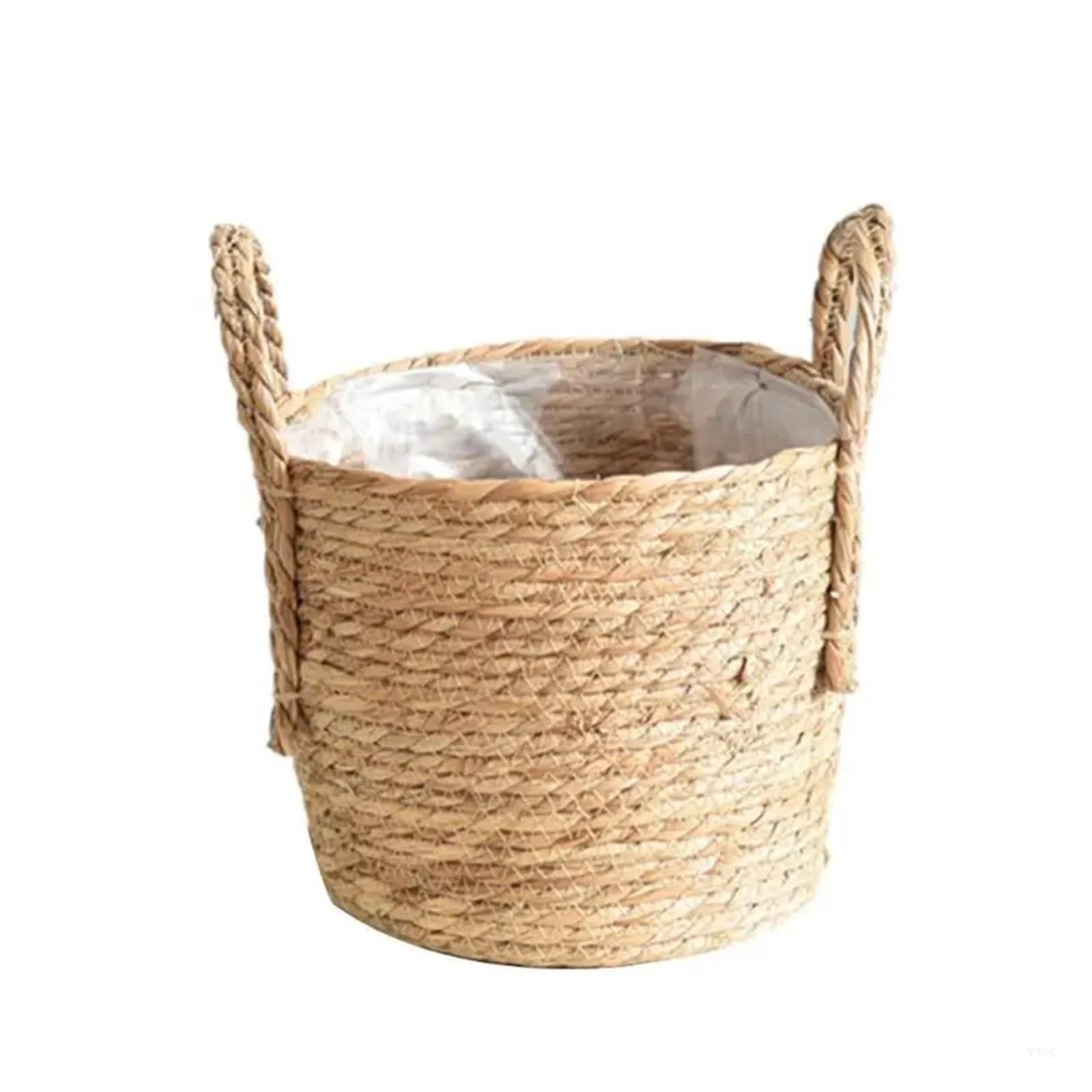 LuoAXINN Woven Straw Flower Pot Wicker Plant Basket with Handles Flowerpot Planter Woven Rattan Pot Straw Grocery Storage