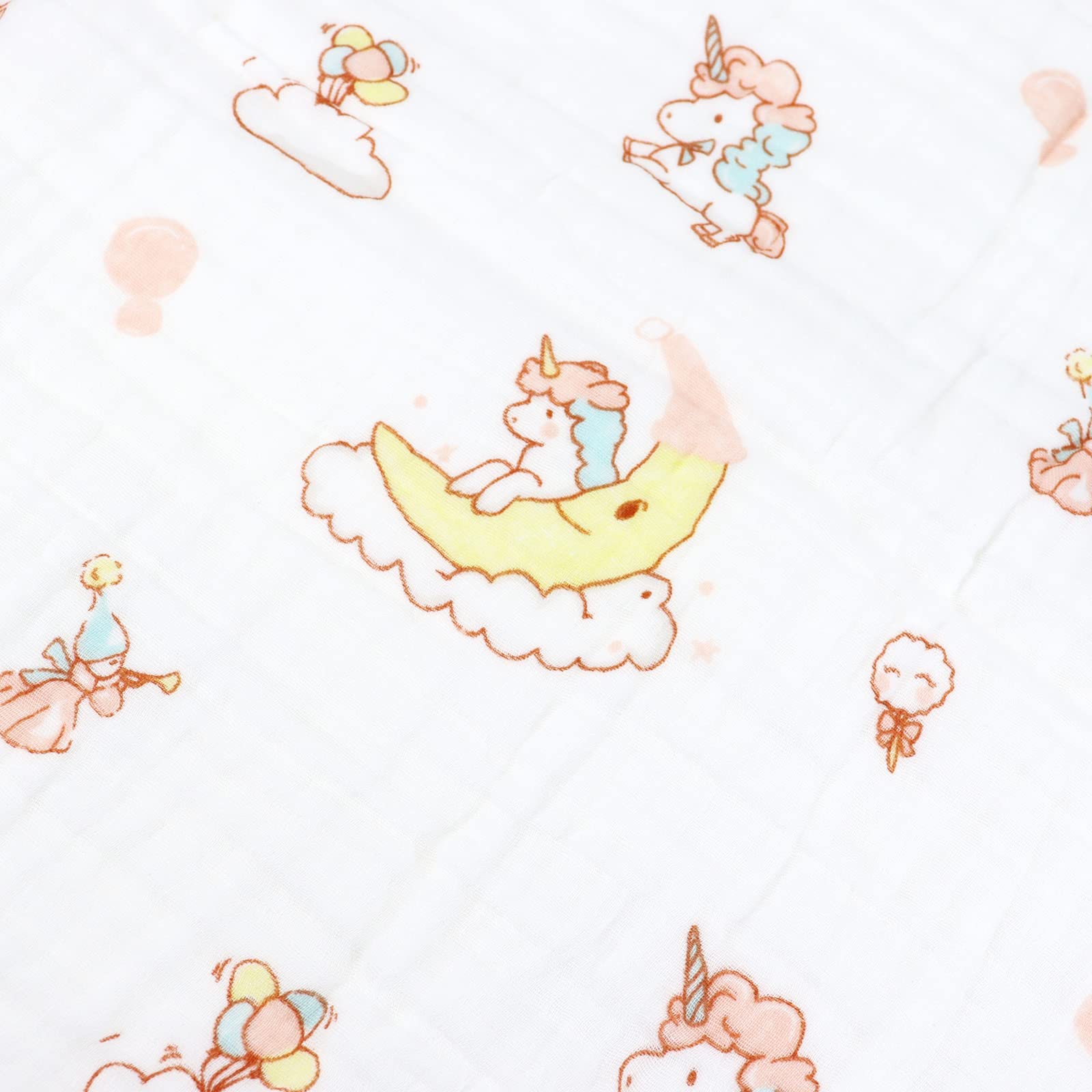 110 * 110CM Mussole Neonato Cotone-6 Strati di Morbida e Confortevole Copertina Neonato Cotone,100% Cotone Coperta Neonato Adatto per Culla, Carrozzina|Unicorno Rosa