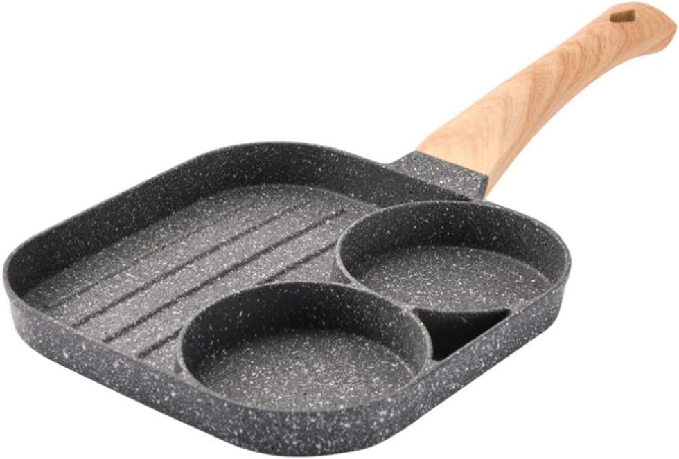 GcroetFrying Pan Non Stick Camping Frying Grill Pan Omelette Fried Egg Griddle Pan Pancake Pot for Breakfast Burger Bacon Steak 2 Holes