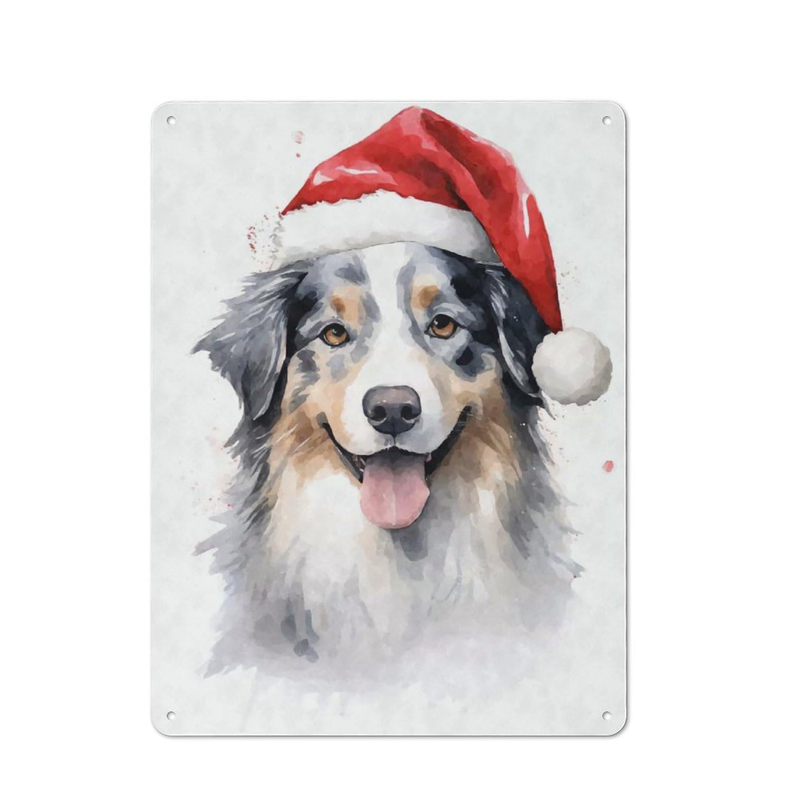 Junmoney Australian Shepherd Xmas Retro Metal Wall Sign 40X30cm For Garage Or Workshop, For Kitchen, Dining Room And Home Bar Wall Decor