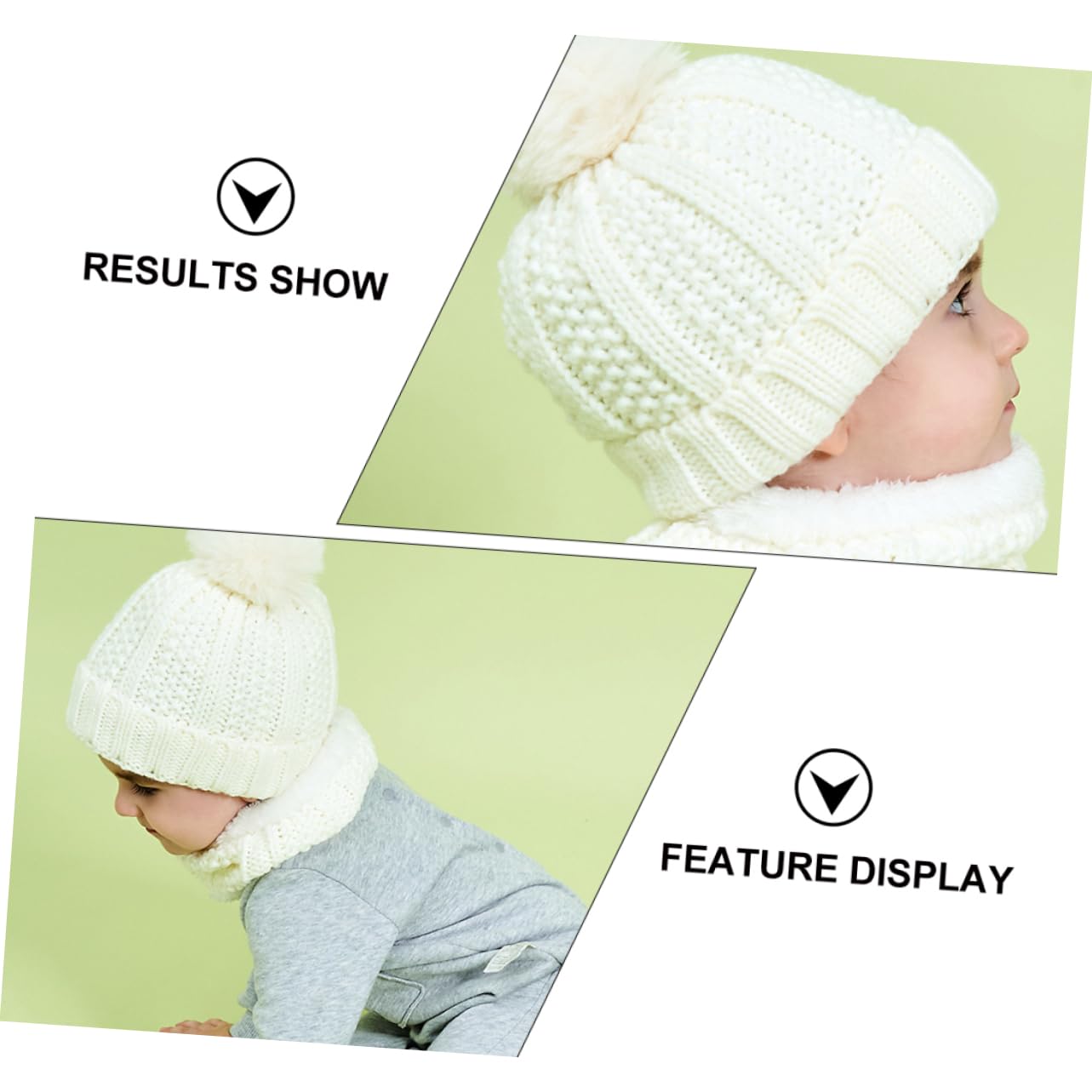 KESYOO Cute Winter Knitted Hat for with Fleece Lining Warm Hat and Scarf Set Adorable Thick Knitted Beanie for Boys and for Autumn and Winter Wear White