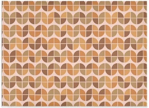 Alfombra de área moderna de mediados de siglo, retro, vintage, geométrica de los años 70, color naranja, decoración del piso del hogar, diseño