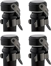 WOTOR Champagne Stopper and Wine Bottle Stopper Stainless Steel Reusable Champagne Bottle Stopper with Silicone Leak Resistant Stay Fresh Pack of 4 (Black)