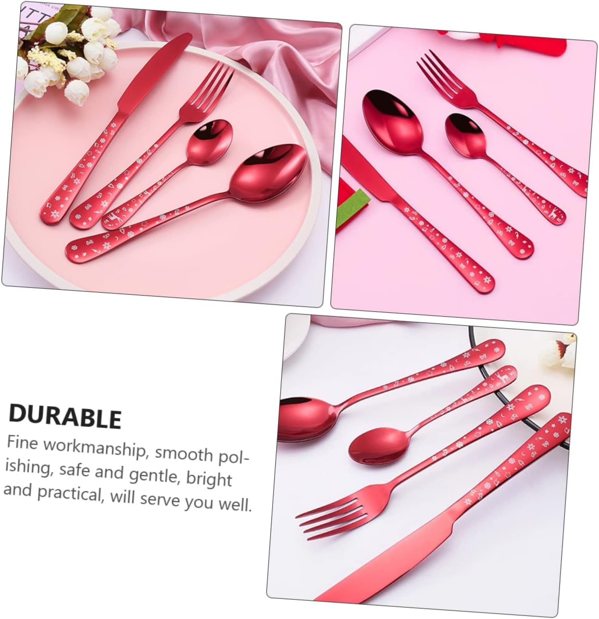 Christmas Theme Tableware Stainless Steel Metal Flatware Xmas