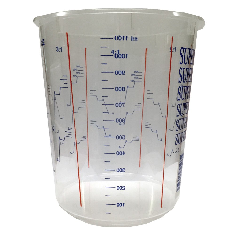1300ml Clear Plastic Mixing Cup (Calibrated to 1100ml) - 10pk - No Lids