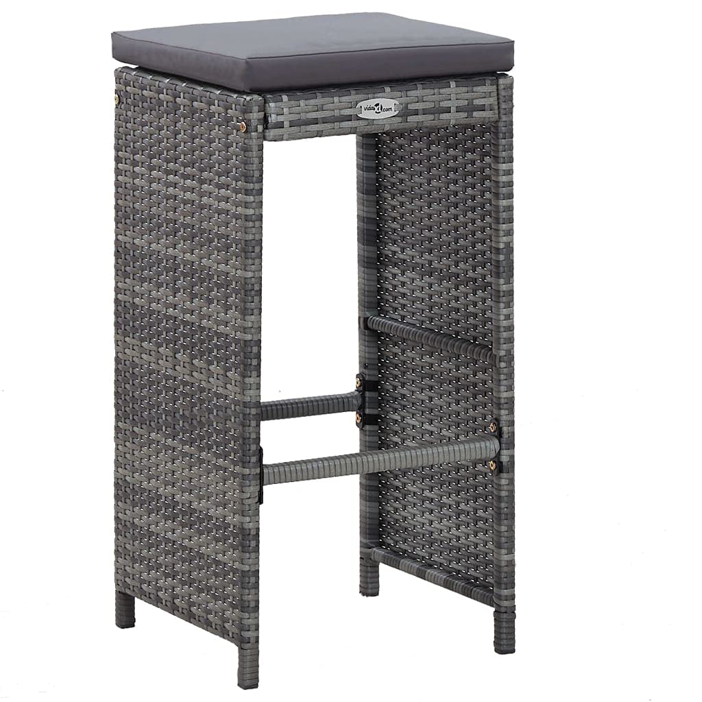 Toshilian Salon de Jardin 7 pièces Résine Tressée Gris Ensemble de Bar