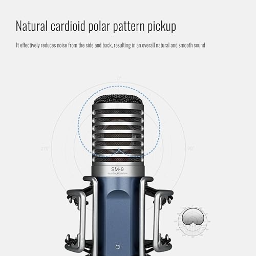 Miniatura 3 de TAKSTAR XLR - Micrófono de condensador cardioide, micrófono de grabación profesional de diafragma grande de 1.34 pulgadas con soporte de choque,
