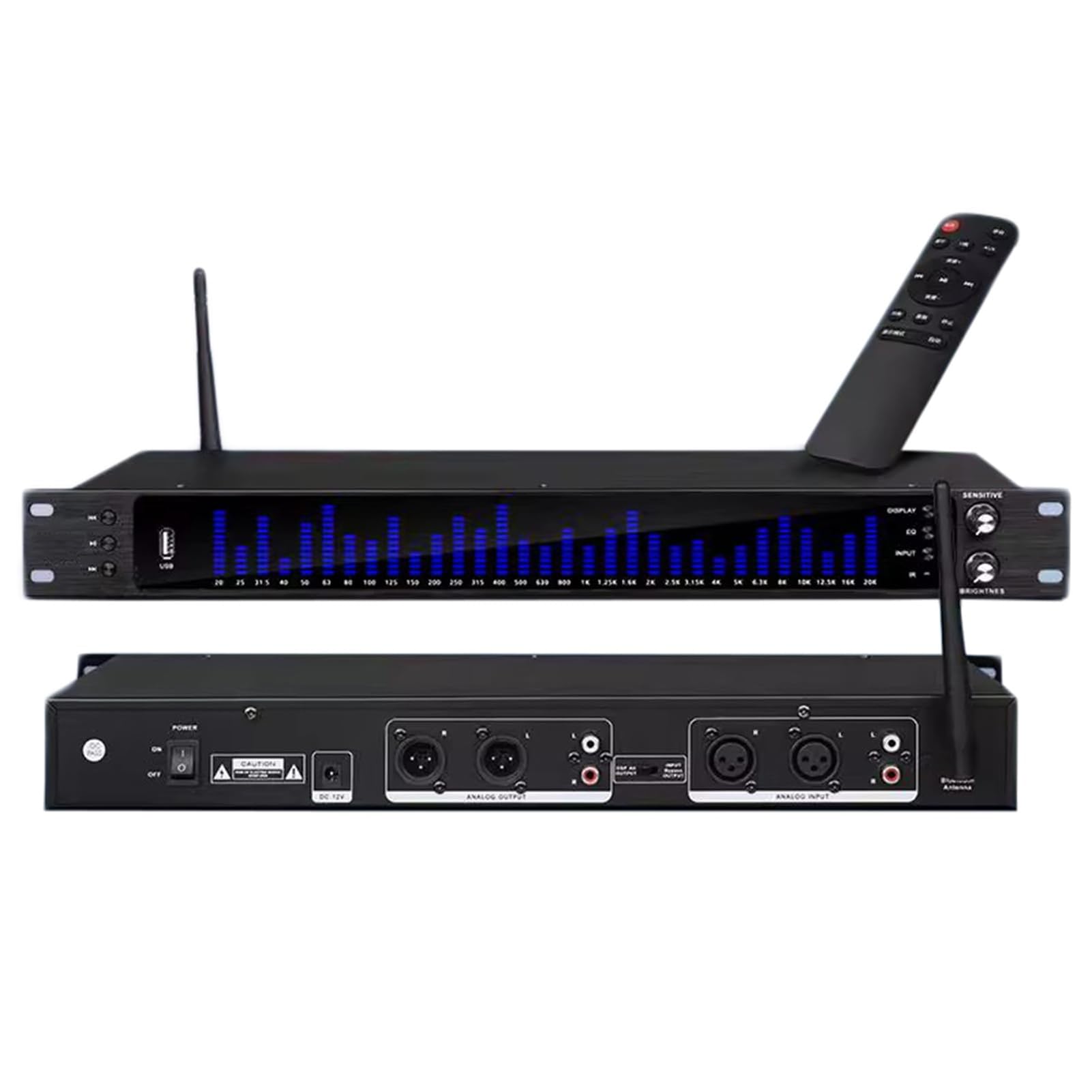 Digital Equalizer, 31-band Musicaudio Spectrum Analyzer, Stereo Graphic Equalizer, 1u Rack Mount, With Noise Reduction, Bluetooth Transmission, For Recording Studio