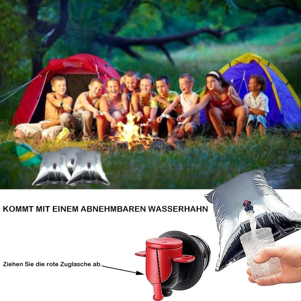 Wasserbeutel, 6 x 15 Liter Prepper Wasser Notfallpflegebeutel können frei im Raum aufbewahrt werden
