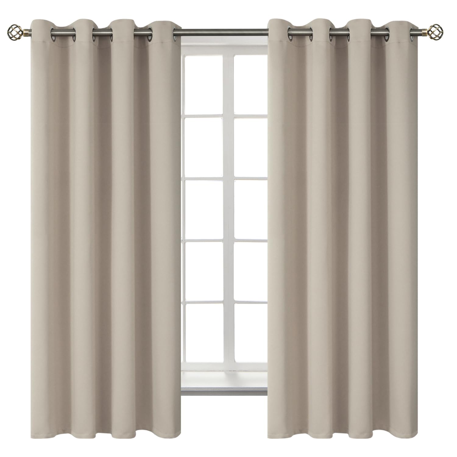 BGment Room Darkening Curtains 63 Inches Long - Grommet Thermal Insulated Drapes Window Treatment Curtains for Bedroom, 2 Panels, 52 x 63 Inch, Camel