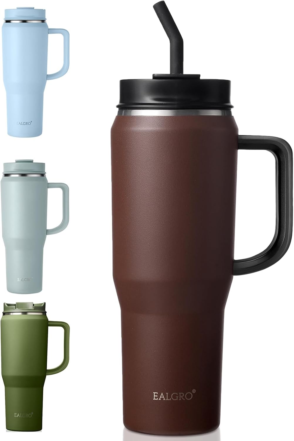 40 oz Tumbler with Handle, Insulated Tumblers with Lid and Straw, Large Metal Sports Water Bottle Jug, Thermal Stainless Steel Travel Coffee Mug Cup, Wetlands Brown Wetlands Brown 40 Ounces