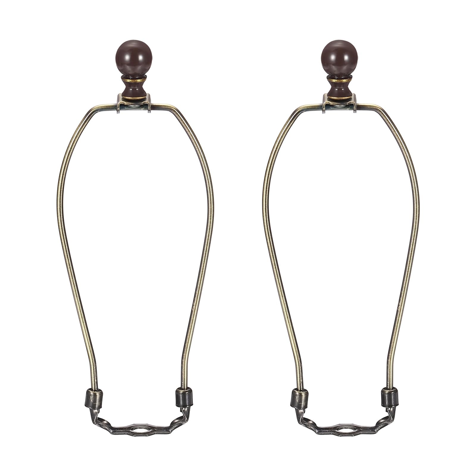 PATIKIL 2 Set 8" Lamp Shade Harp Holder, Heavy Duty Detachable Lampshade Brackets with 1.46" Height Solid Metal Finial Shade Holder for Table and Floor Lamps, Bronze/Brown