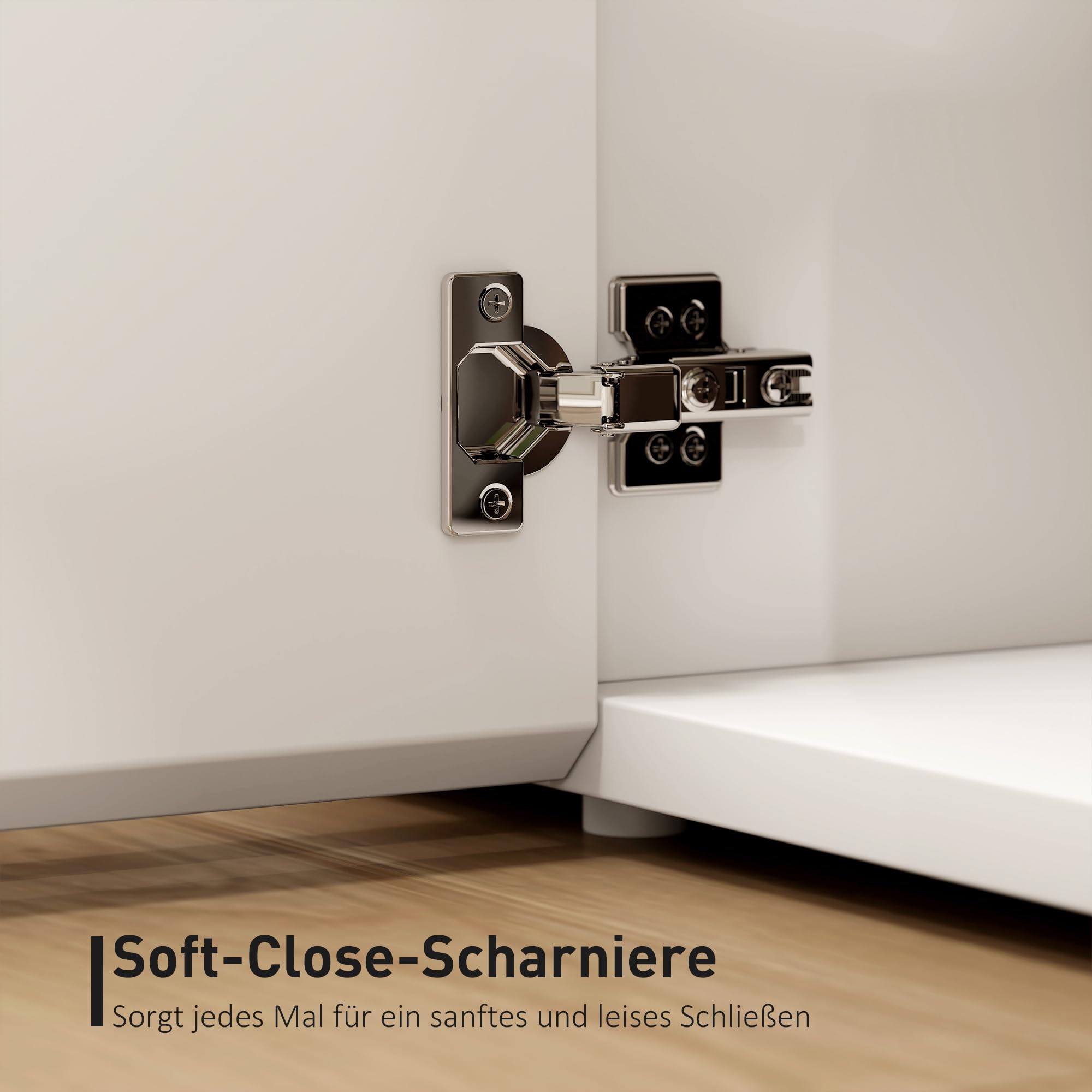 HOMCOM TV Schrank Lowboard für Fernseher bis 65 Zoll 135 cm lang Weiß