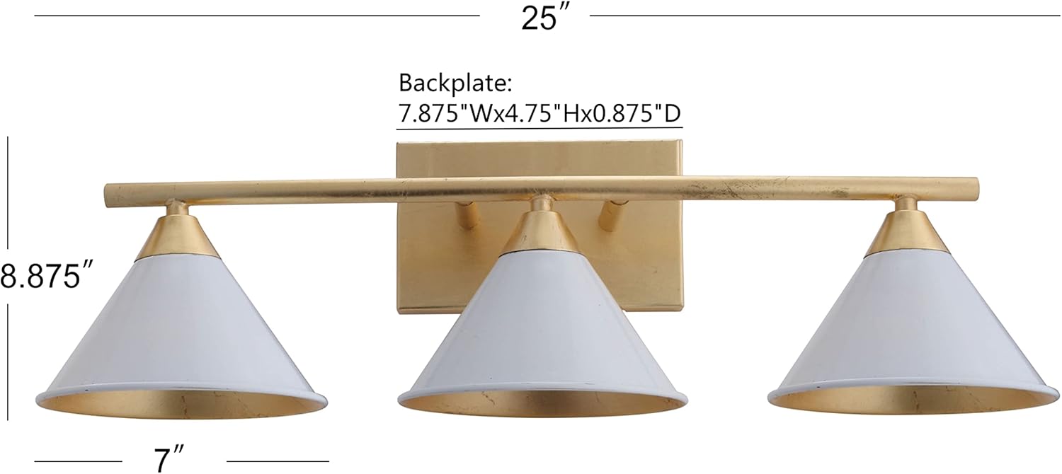 JONATHAN Y JYL9012A Yvette 9.25" 1-Light Metal Wall Sconce Contemporary,Transitional 2200K Edison G50 25W Bulb for Bedroom Livingroom Bathroom Hallway, White/Gold, 1-Bulb