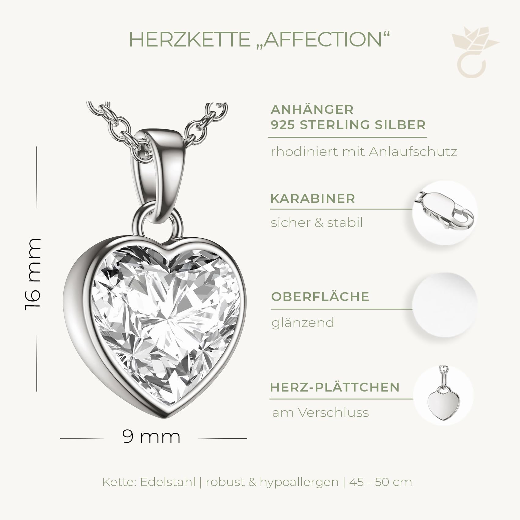 Amoonìc Herzkette Silber 925 / Gold vergoldet, Halskette Damen verstellbar | 45-50cm mit Herzanhänger, Kette Damen mit Herz, Echt Silberkette mit Stein Frauen Schmuck Geschenk für Sie Mama Freundin