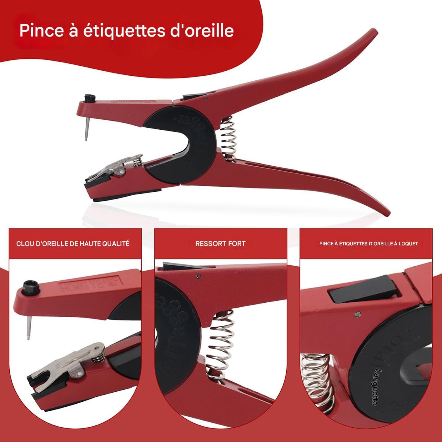 Boucles d'oreille pour bovins | Étiquettes De Marquage Pour Bétail | Étiquettes numérotées 001-100 avec applicateur pour élevage bovin identification animale moutons chèvres et gestion de