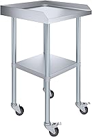 Vista 14 de AmGood Mesa de trabajo comercial con protector contra salpicaduras y salpicaduras laterales con ruedas NSF