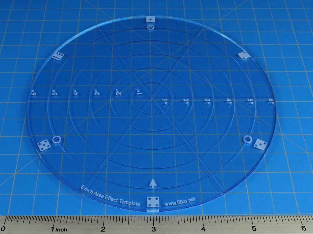 LITKO 6-inch Diameter Area Template | Compatible with Warhammer 40K | Dungeons and Dragons | Bolt Action | Pathfinder | Savage Worlds | RPG | Transparent Light Blue