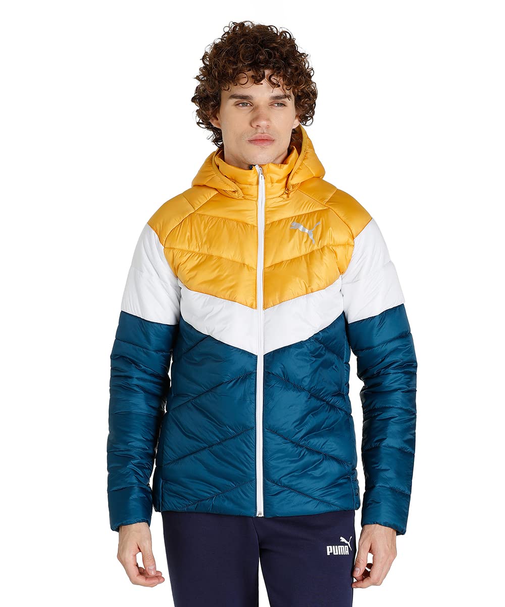 Men Nylon & Net Colorblock Standard Length Padded Jacket-image-16