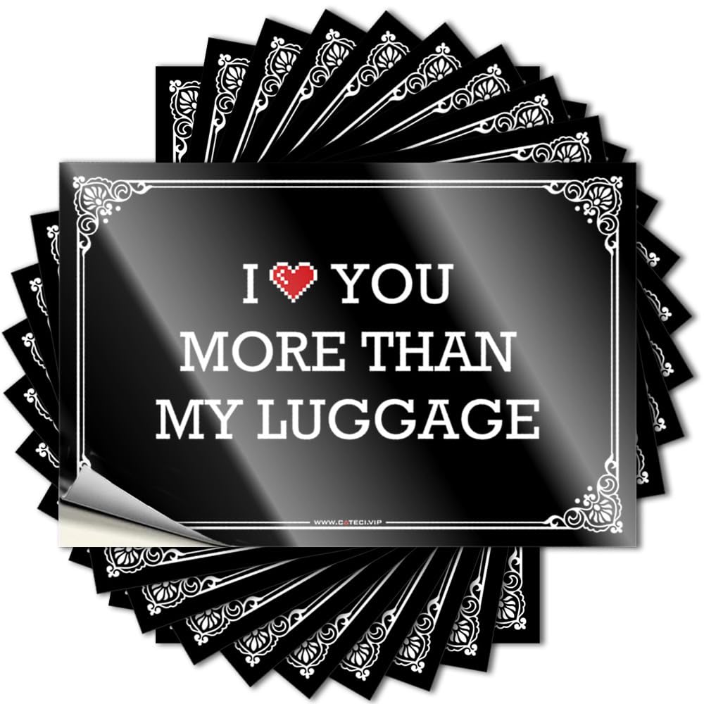 I Love You More Than My Luggage Lettering Sticker Room Stuff | Unique Helmet Removable Decal Pack(12X18CM)