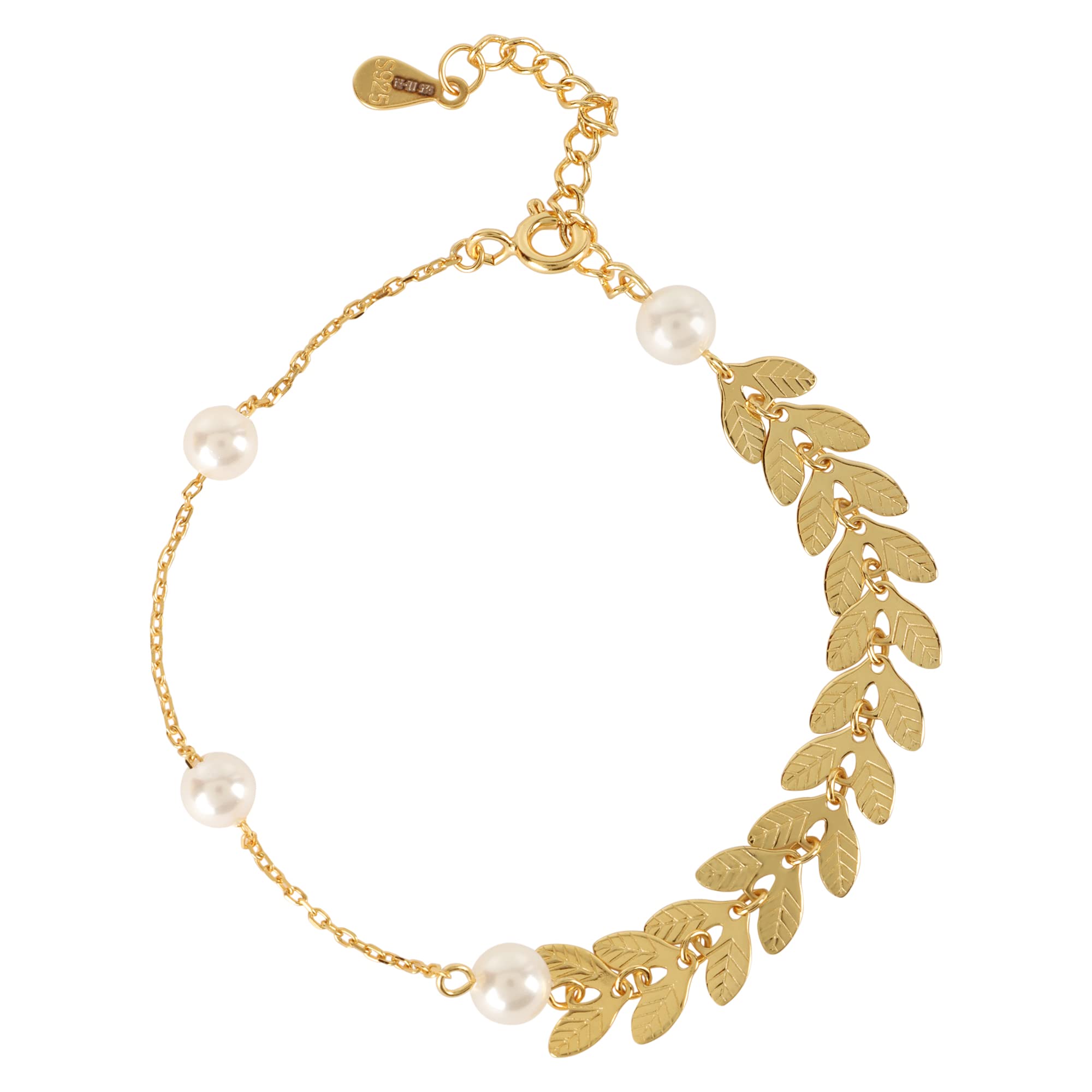 See full amazon price history chart for FURN ASPIRE 925 Sterling Silver Bracelets for Women Plated with 18K Gold Exclusive Golden Leaves Chain Bracelet for Special Occasions, Luxurious Wheat Ear Pearl jewellery for Women/Girls with 925 Authenticity certificate. (Gold) FURN ASPIRE 925 Sterling Silver Bracelets for Women Plated with 18K Gold Exclusive Golden Leaves Chain Bracelet for Special Occasions, Luxurious Wheat Ear Pearl jewellery for Women/Girls with 925 Authenticity certificate. (Gold) (B0BLD18SJX) Amazon Price History, Amazon Price Tracker