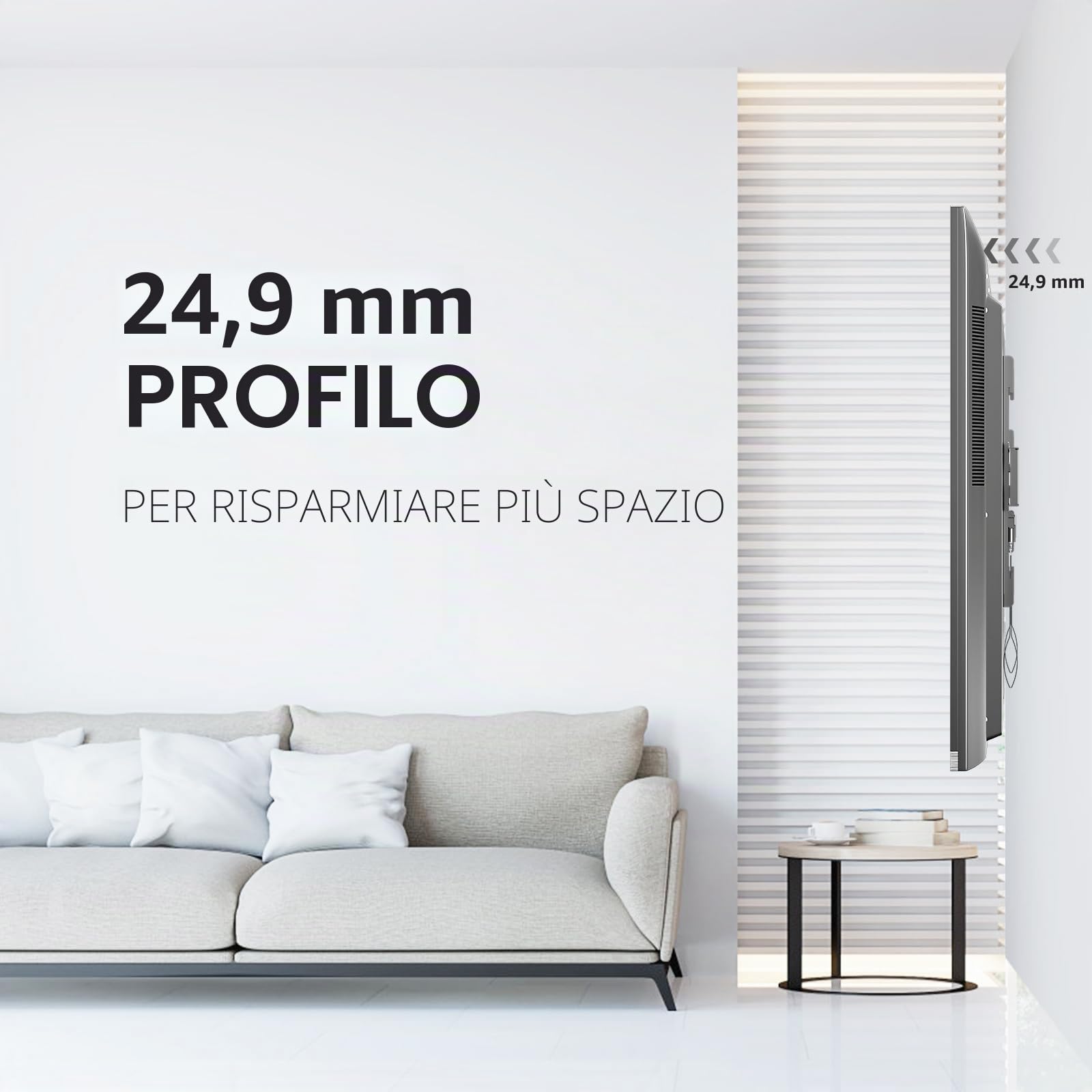 XINLEI Supporto TV Fisso a Parete Ultra Sottile, per Schermi 42-75 Pollici Piatta/Curvi fino a 60 kg, VESA Max 600×400 mm, MFA6