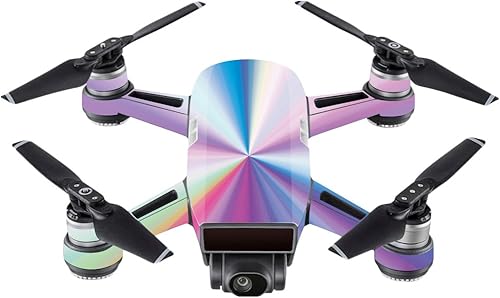 MightySkins Skin compatible con DJI Spark Mini  Rainbow Zoom  Cubierta protectora de vinilo duradera, y única  Fácil de aplicar, quitar y cambiar