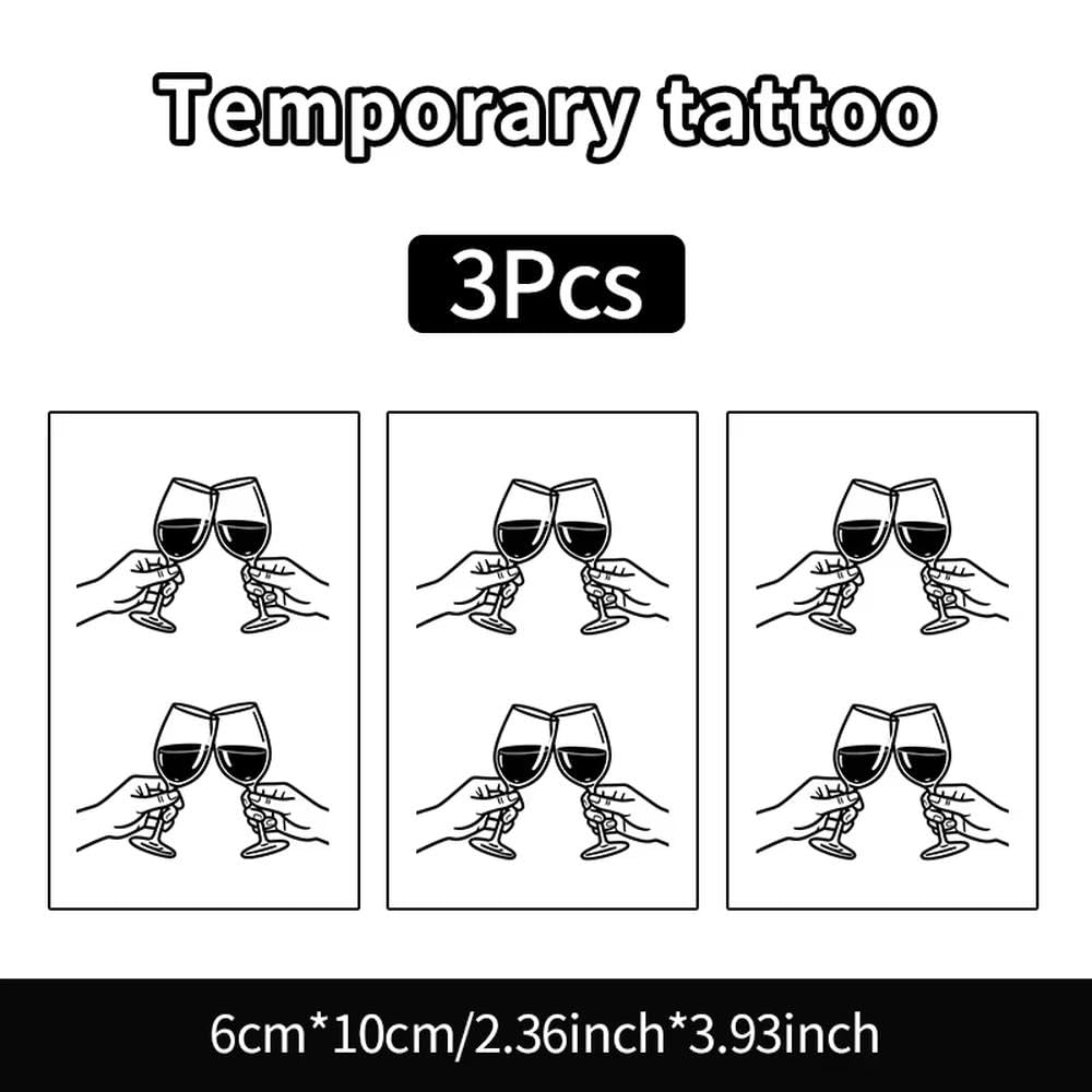Tatuaje Minimalista De Aclamaciones, Pegatinas De Tatuaje Temporales A Base De Hierbas, Resistente Al Agua De Larga Duración Para La Palma Del Brazo(3 pcs)