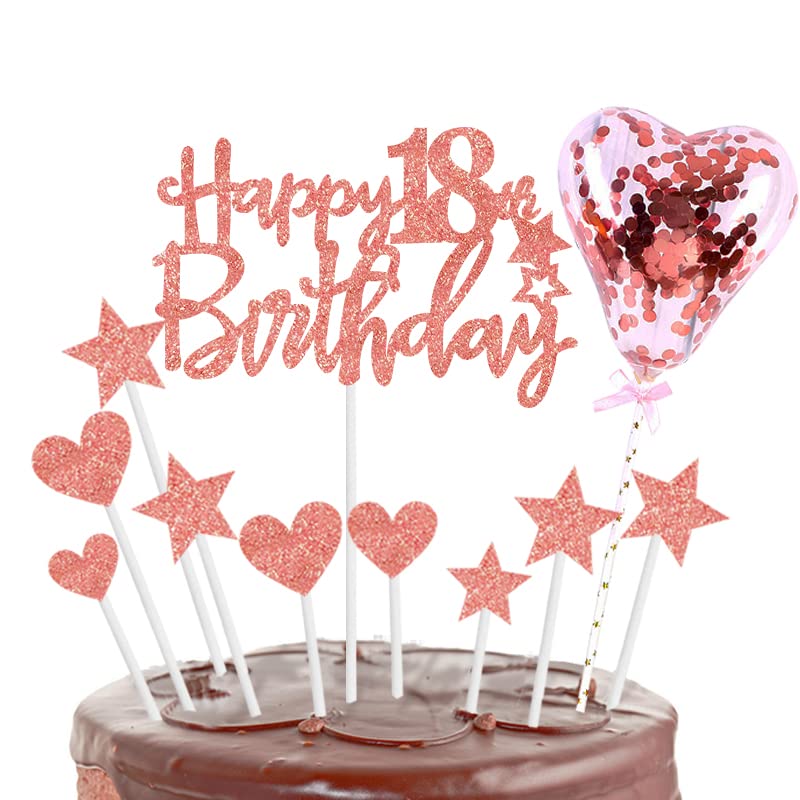 Buy 11pcs Rose Gold Happy 18th Birthday Cake Toppers,Personalised Cake