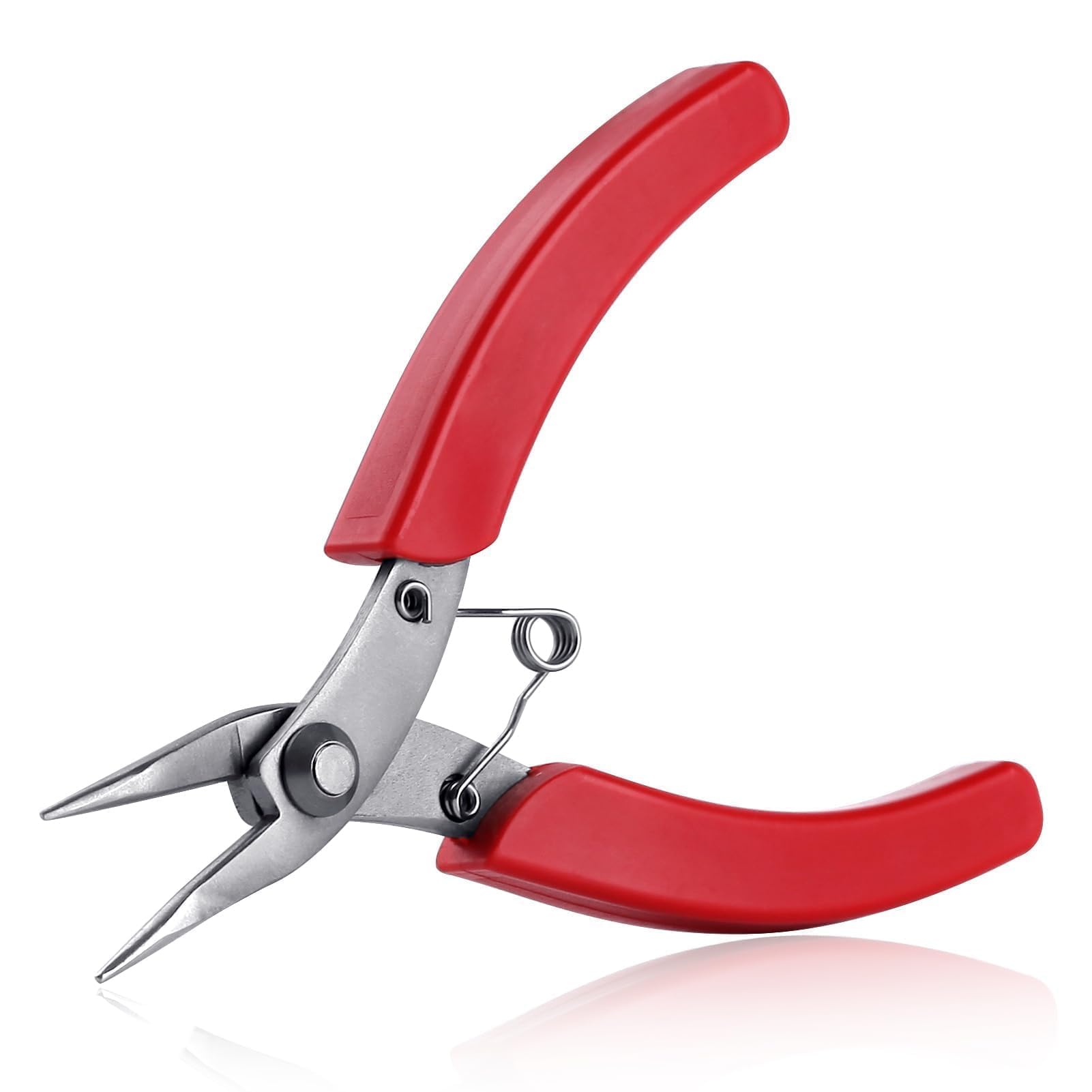 SPEEDWOX 4.5 Inch Mini Long-Nose Pliers for Jewelry Making with Smooth Jaws Chain Nose Pliers, Red, 4.5" Chain Nose