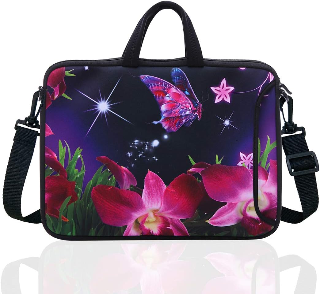 10-Inch Laptop Shoulder Sleeve Case and Tablet Bag for most 9.7" 10" 10.1" 10.2" Ipad/Notebook/eBook/Readers (flower)