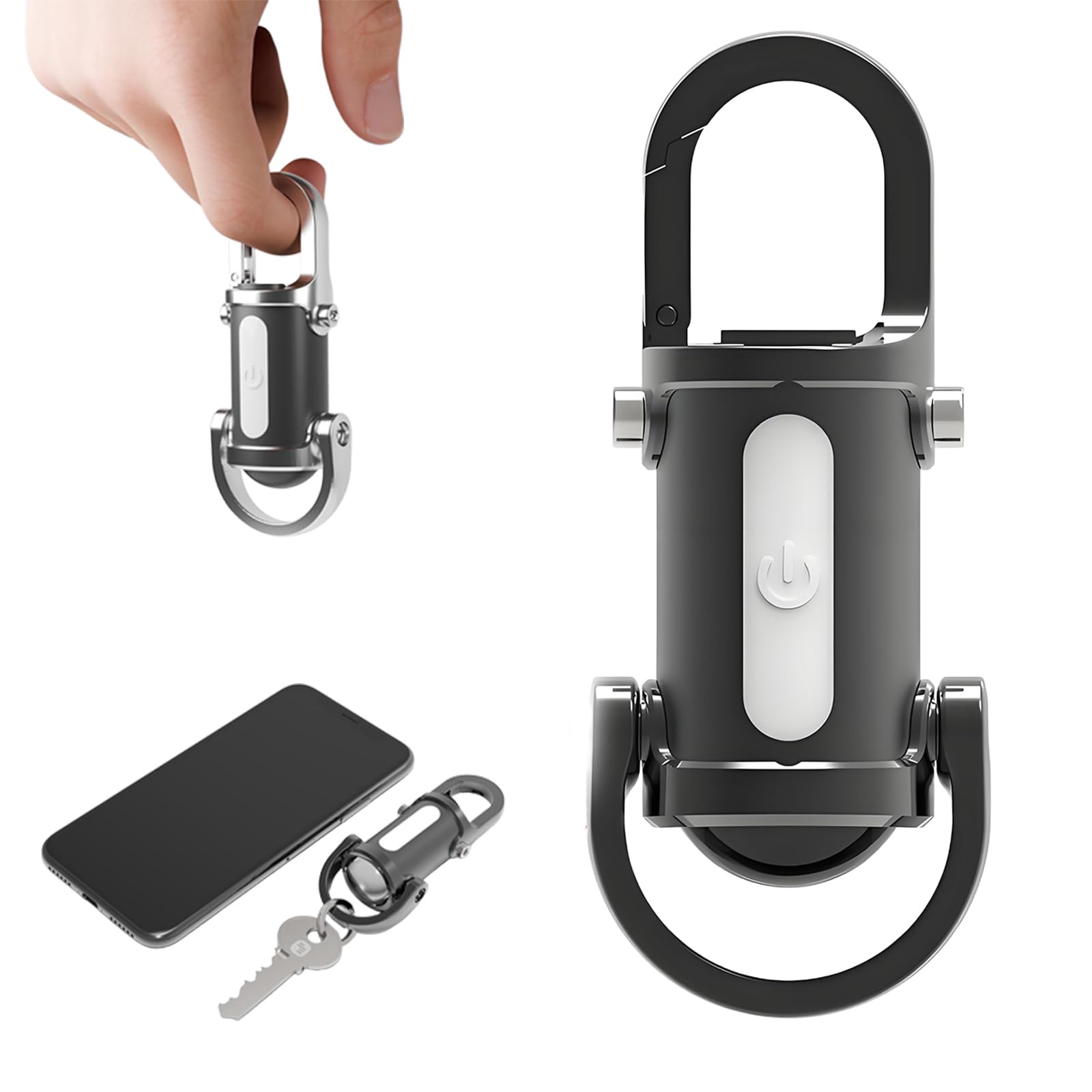 Whoonly Flashlight 6000 Lumen, 3 in 1 Mini Keychain Torch Rechargeable USB-C, Waterproof IPX6 Tactical Flashlight with 5 Modes Including Self-Defense Strobe, Power Bank (Black)