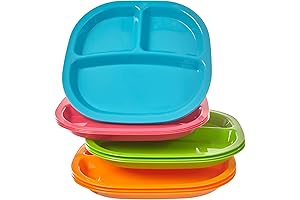 US Acrylic Harmony 3-Compartment Divided Plastic Kids Food Tray in 4 Calypso Colors