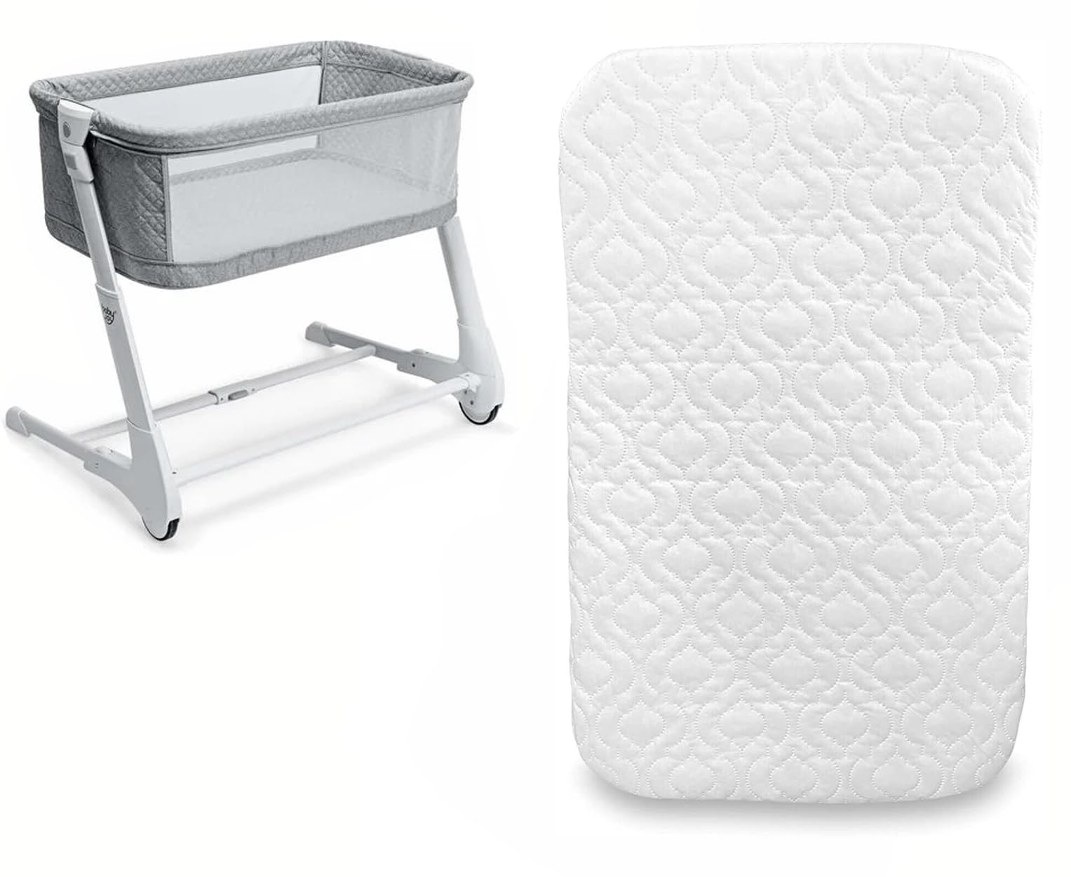 A ATH COLLECTION Next 2 Me Bedside Crib Mattress Compatible to Fit Next to Me Bedside Toddler Crib Super Soft & Extra Thick Foam Breathable Quilted Zip Cover (83X50X5cm)
