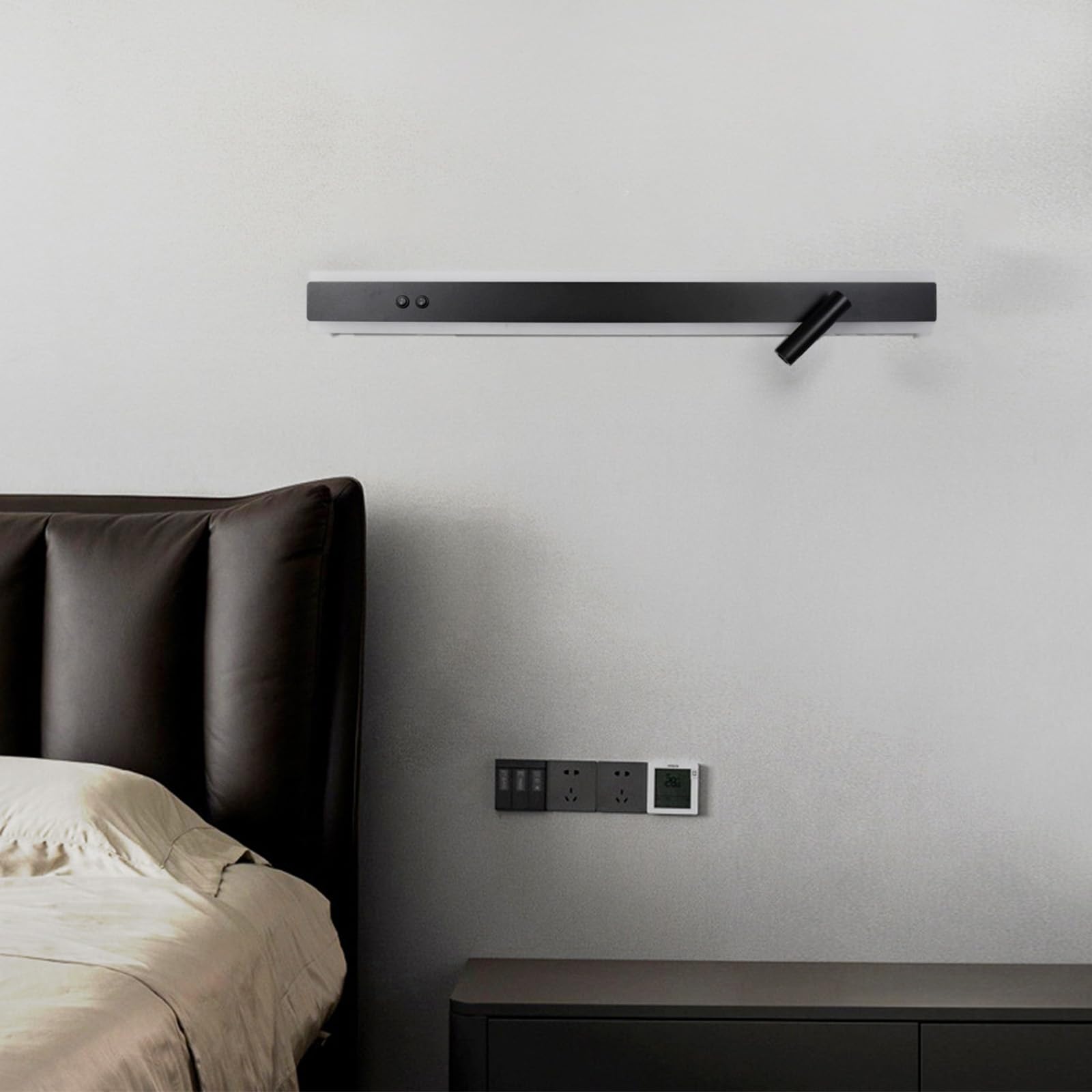 LED Wandleuchte mit 2 Schalter Modern Aluminium Wandleuchten Verstellbares Schwenkbar Spotlight Leselampe Innen Wandbeleuchtung Wohnzimmer Nachttisch Schlafzimmer (Weiß Weißes Licht,60cm)