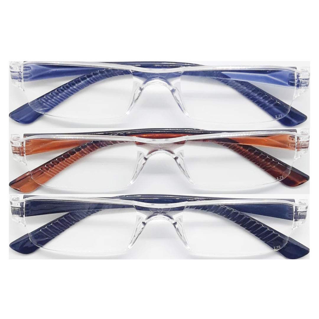 AMY & ELY Pack of 3 Power Reading Glasses Unisex Lightweight Full-Frame Black, Blue and Brown Power (+1.75) (B08WM2H2KG) Amazon Price History, Amazon Price Tracker