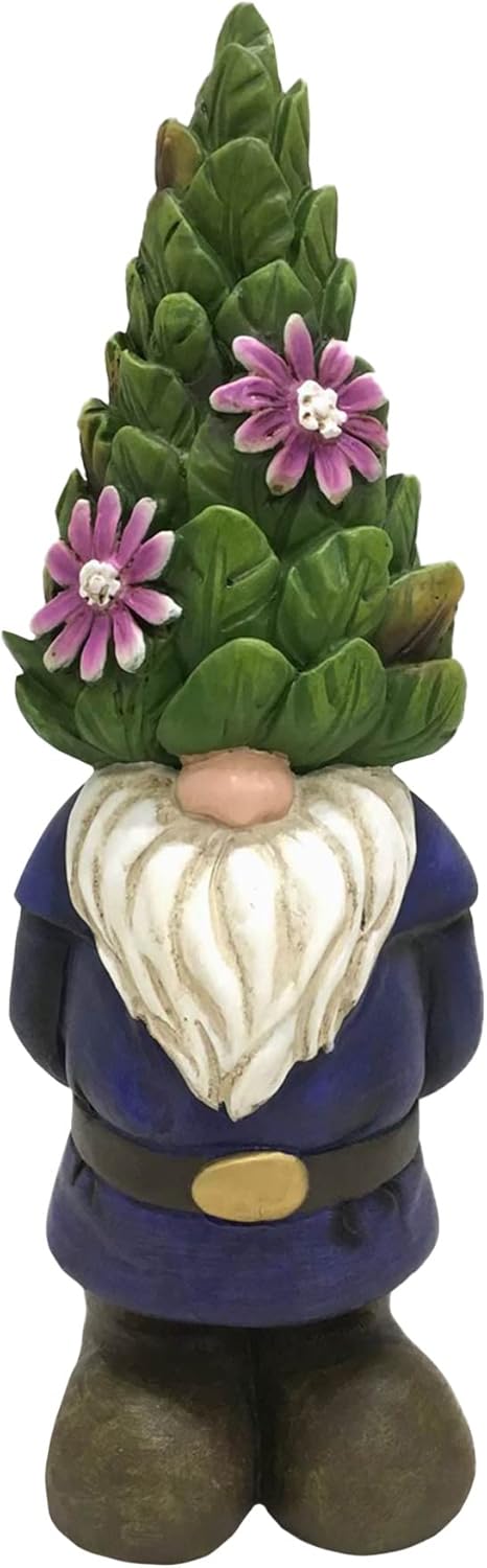Multicolor Polyresin Gnome with Topiary Hat Garden Statue