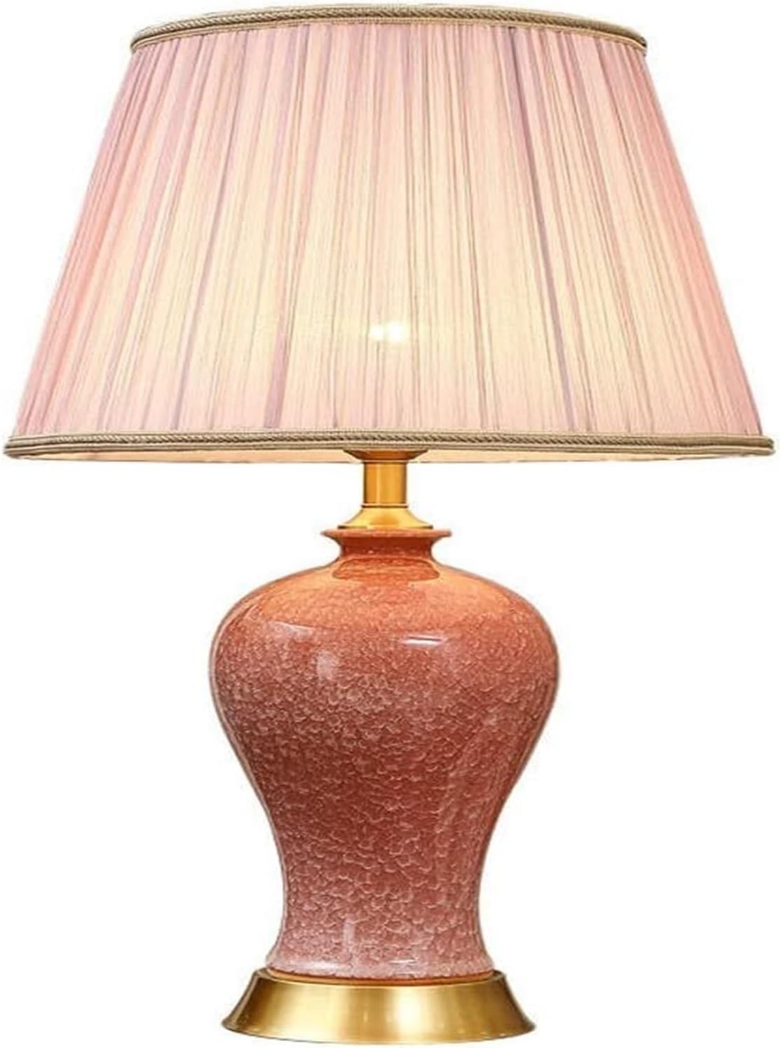 DFAEEKIYO Glaze Ceramics Table Lamp Barrel Shape Shade Large Oriental Ceramic Antique Vase Bedroom Desk Modern Art Deco Desktop(52cm)
