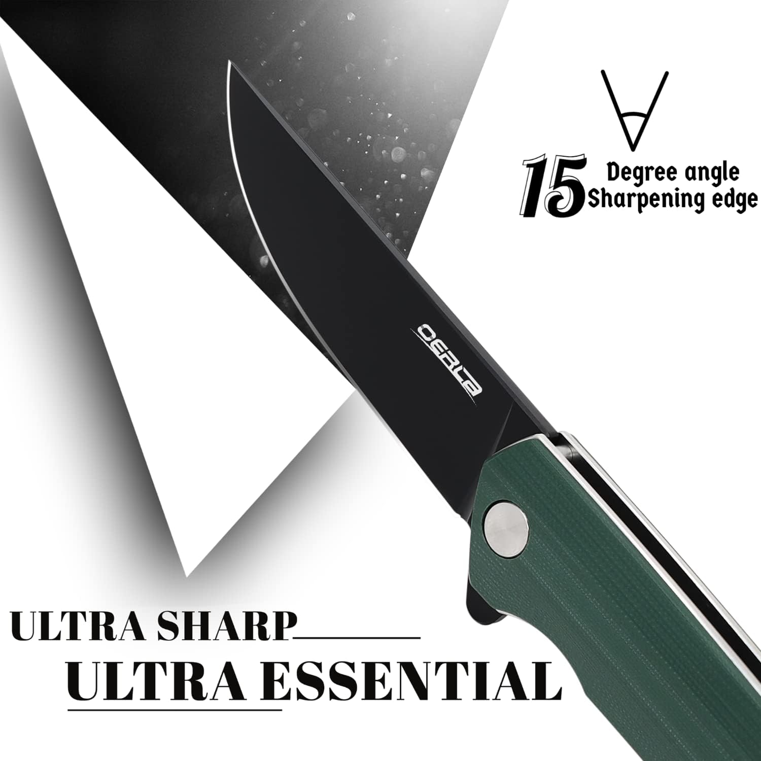 OERLA EDC Folding Pocket Knife 3.9" D2 Steel Blade with G10 Handle and Deep Pocket Clip for Men and Women of Outdoor Camping Survival and Hiking Knives