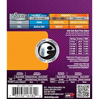 Cordes Elixir® en Phosphore Bronze pour guitare acoustique avec revêtement NANOWEB®, HD Light (.013-.053) - Les Beatles, Paul McCartney, John Lennon, RIngo Starr, George Harrison Cordes Elixir® en Phosphore Bronze pour guitare acoustique avec revêtement NANOWEB®, HD Light (.013-.053) – Image 2