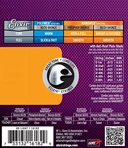 Cordes Elixir® en Phosphore Bronze pour guitare acoustique avec revêtement NANOWEB®, HD Light (.013-.053) - Les Beatles, Paul McCartney, John Lennon, RIngo Starr, George Harrison Cordes Elixir® en Phosphore Bronze pour guitare acoustique avec revêtement NANOWEB®, HD Light (.013-.053) – Image 3